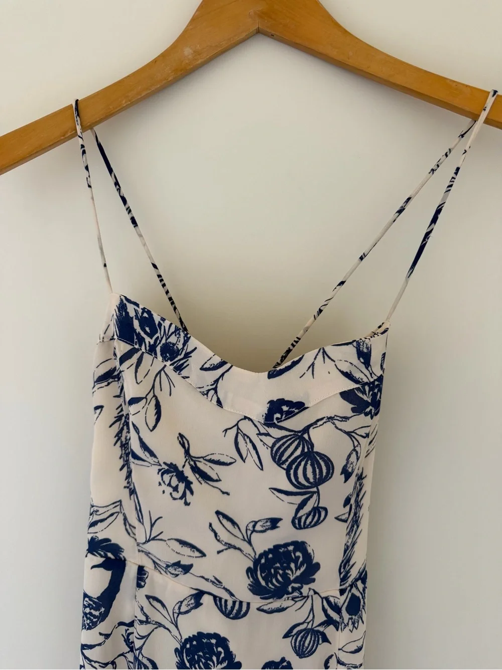 Abercrombie & Fitch Cream Maxi Slip Dress with Navy Floral Print